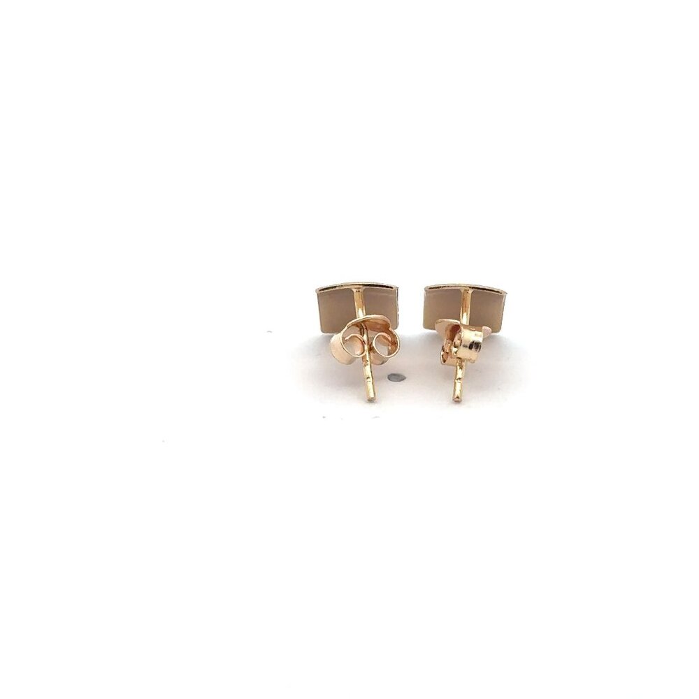 18K Gold Earrings Stud Rectangle Frosted 1.55 grams - Picture 5 of 7
